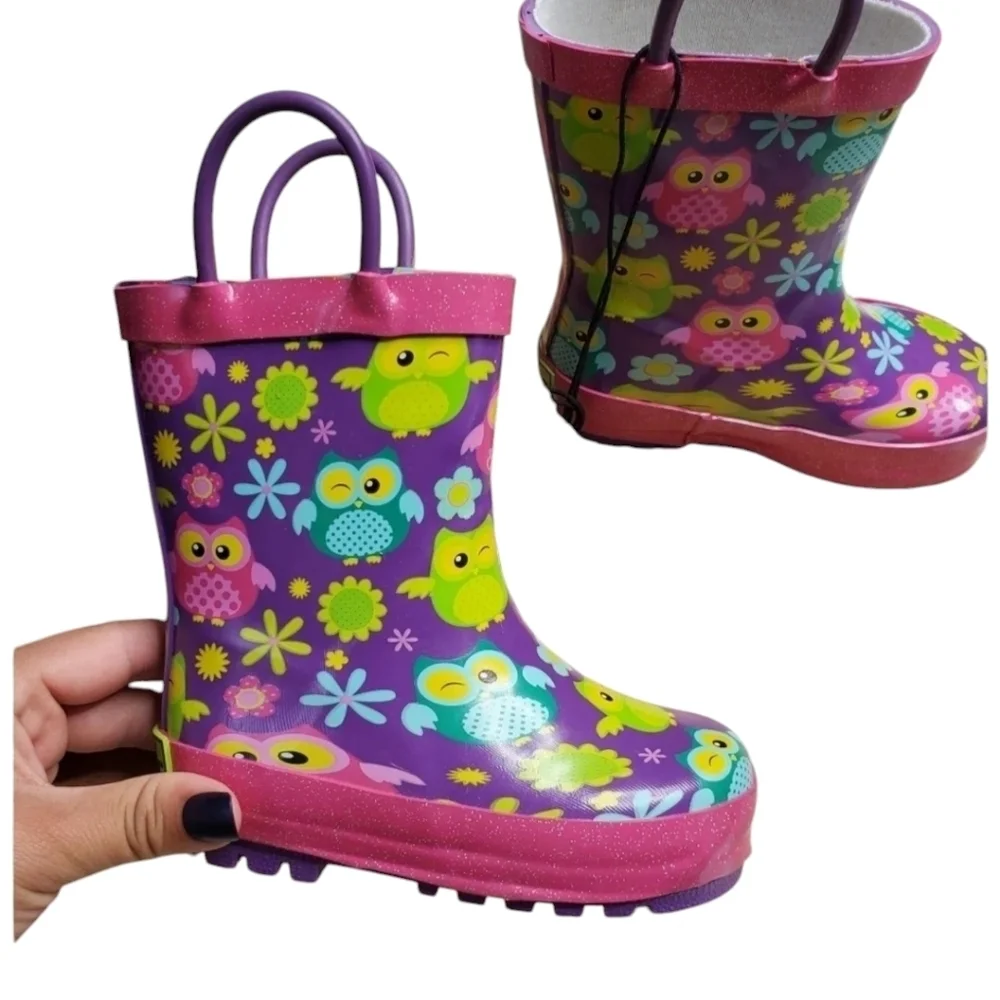 Western‎ Chief Owl Print Pink Rain Boots Size 5/6